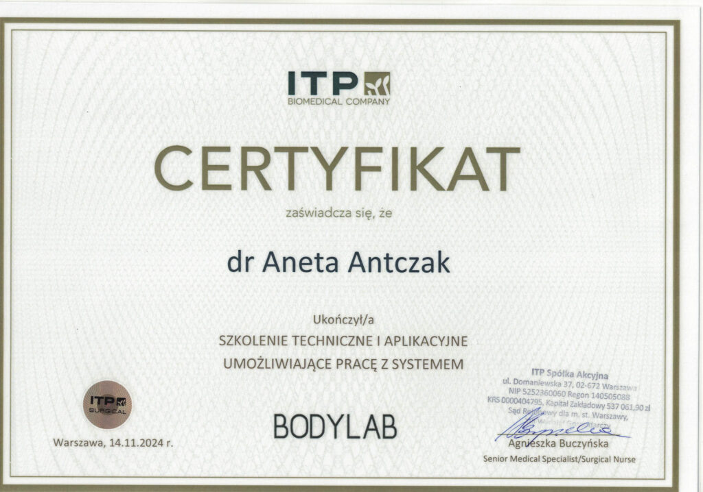 certyfikat aneta bodylab