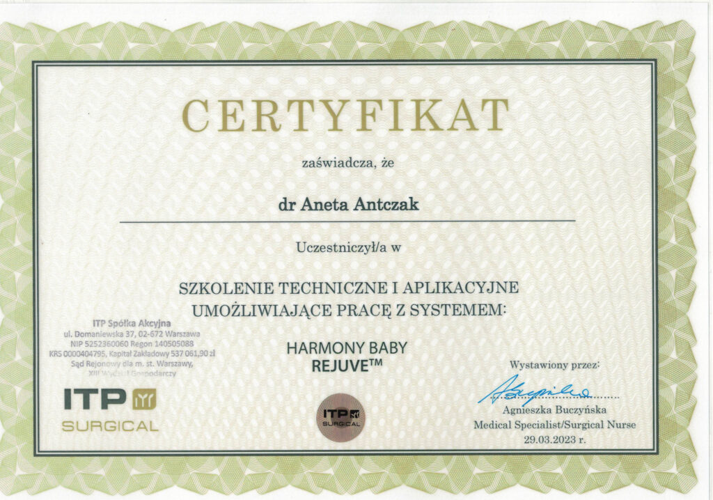 certyfikat aneta harmony 2023
